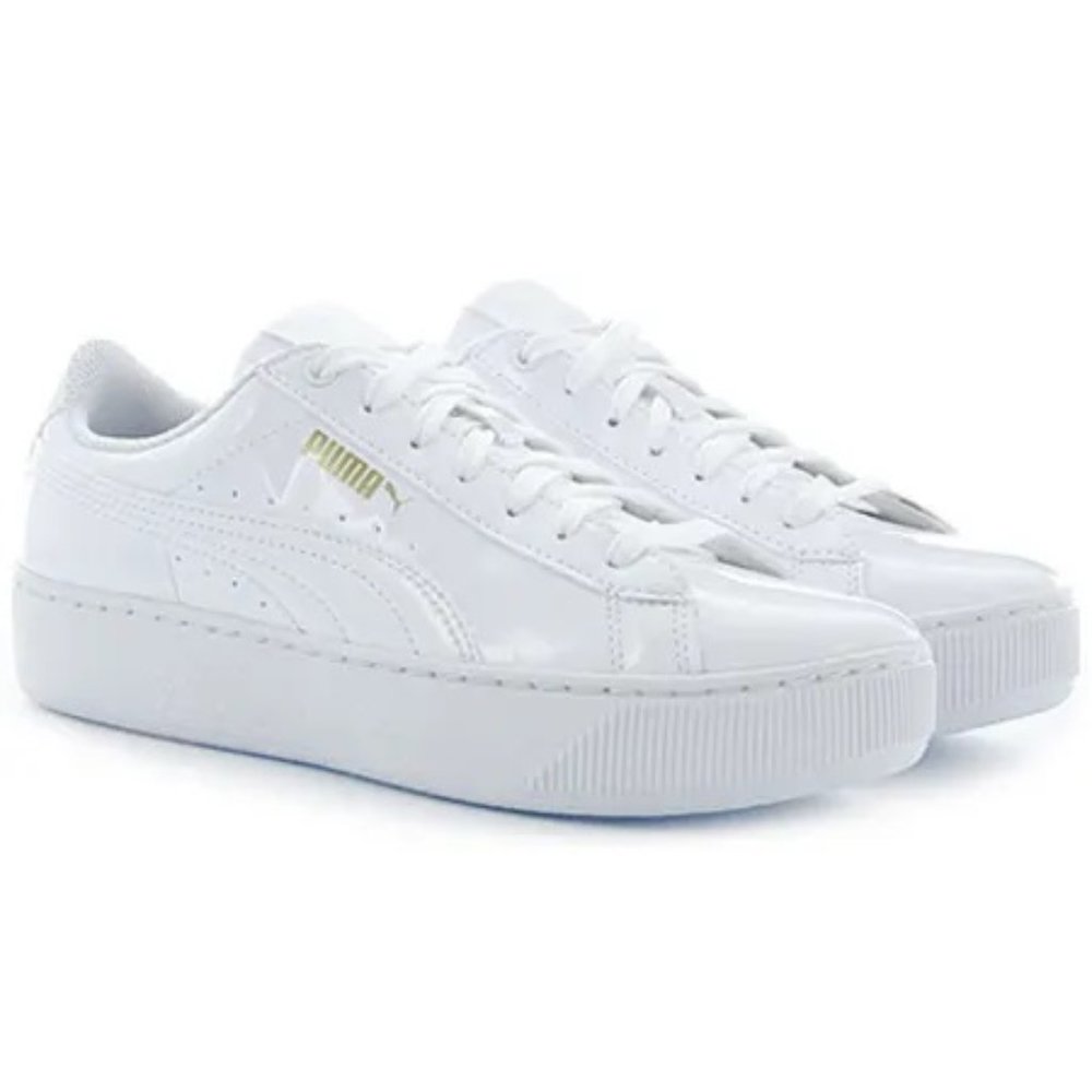 PUMA Womens 36489201 Vikky Platform Patent White